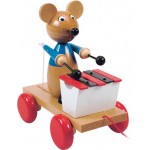 Masinuta din lemn Soricelul Vesel Little Mouse cu Xilofon- jucarie din lemn de tras